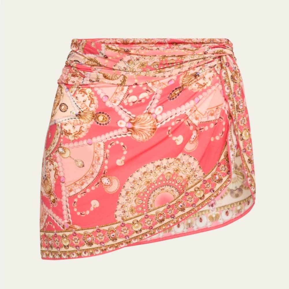 Camilla Shell Games Twist Front Skirt - Pink and Gold Bikini Cover-Up
